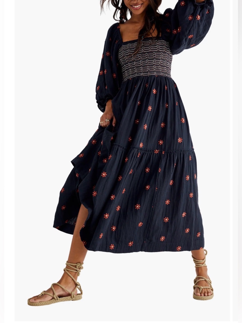 Free People Dahlia Embroidered Maxi Dress